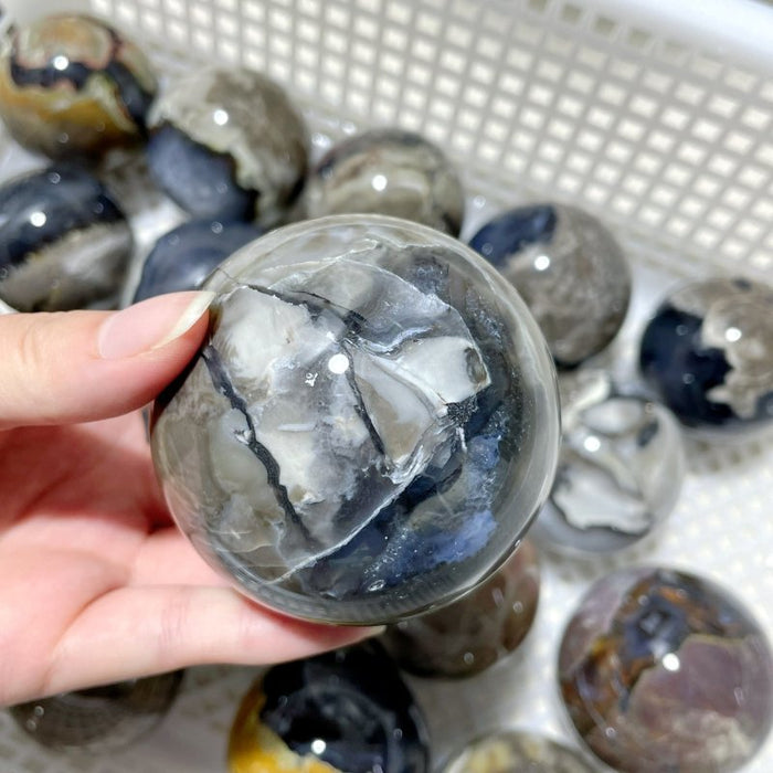 18 Pieces Volcano Agate Sphere(UV-Reactive)