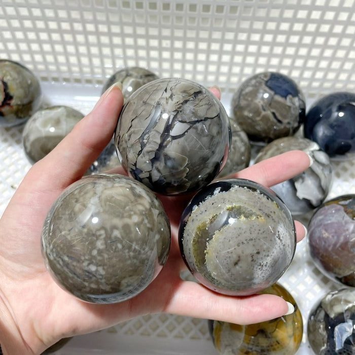 18 Pieces Volcano Agate Sphere(UV-Reactive)