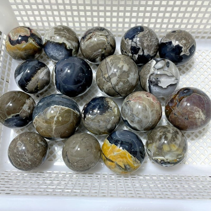 18 Pieces Volcano Agate Sphere(UV-Reactive)