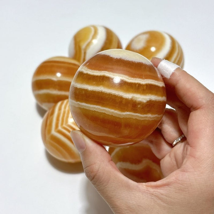 1.9-2.5inch Yellow Calcite Stripe Spheres Wholesale