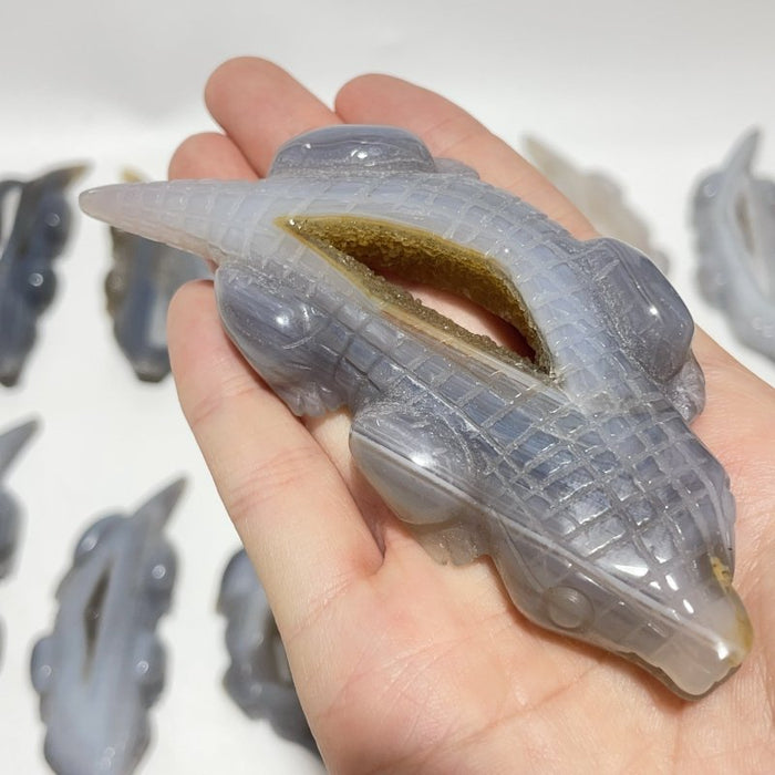 19 Pieces Beautiful Druzy Geode Agate Crocodile Carving