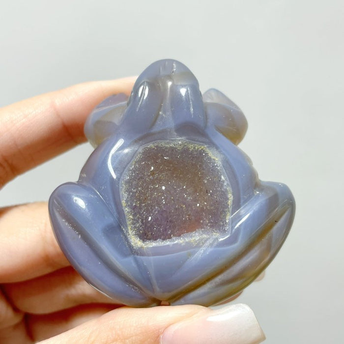 19 Pieces Geode Druzy Agate Frog Carving