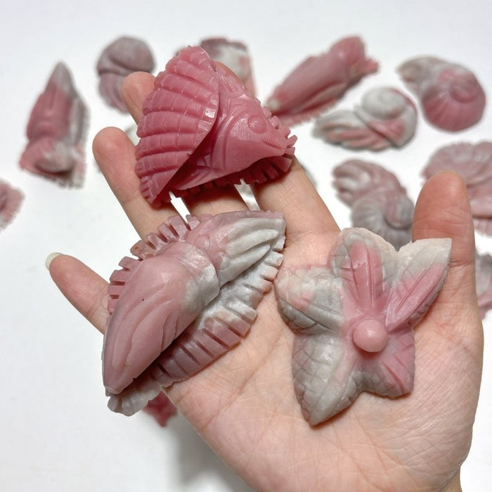 19 Pieces Pink Opal Sea Animals Carving