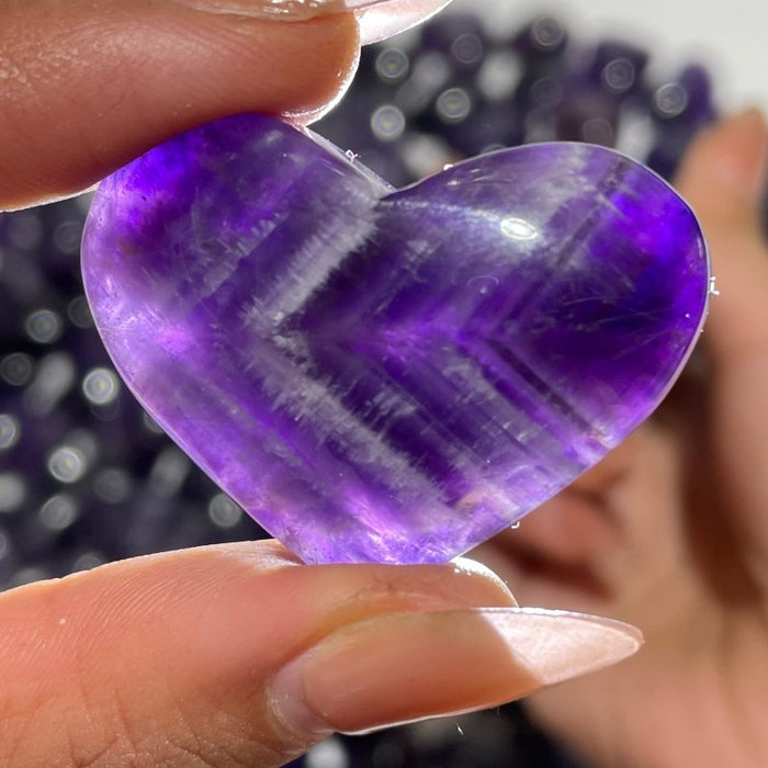 190 Pieces High Quality Deep Purple Chevron Amethyst Heart