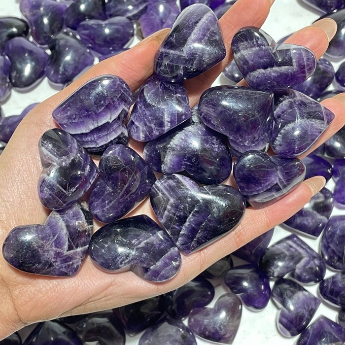 190 Pieces High Quality Deep Purple Chevron Amethyst Heart