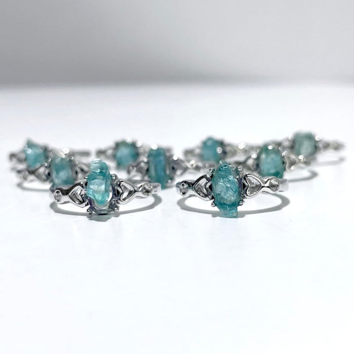 2 Color Clear Apatite Green&Blue Ring