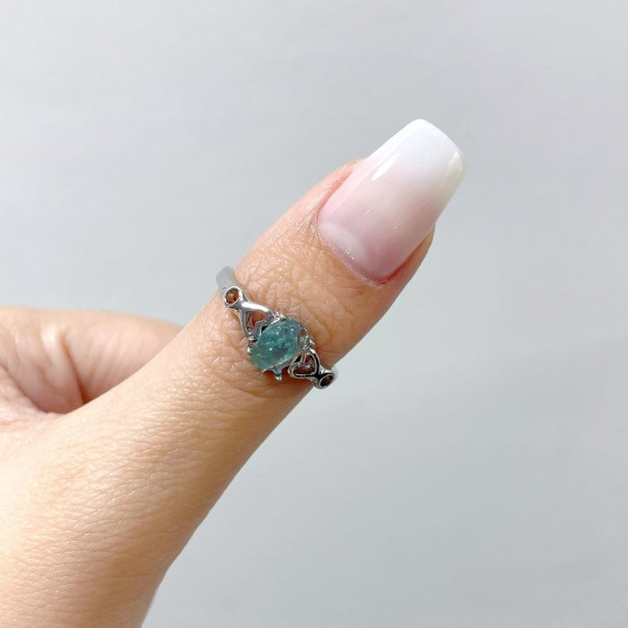 2 Color Clear Apatite Green&Blue Ring