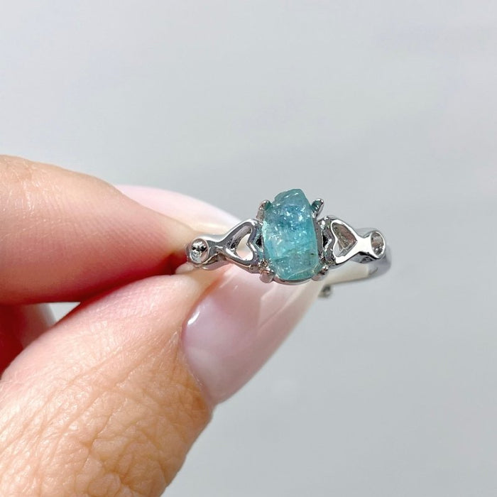 2 Color Clear Apatite Green&Blue Ring