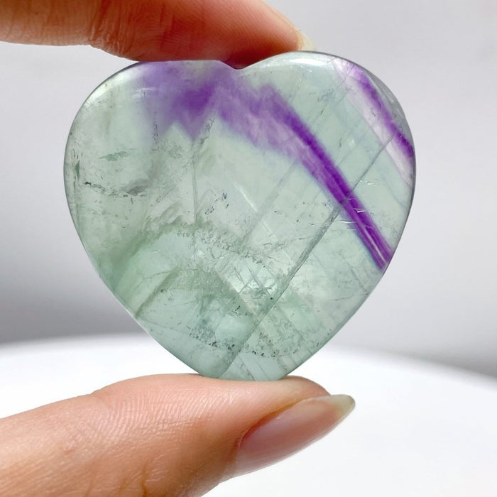2 Colors Fluorite Worry Stone Heart Wholesale