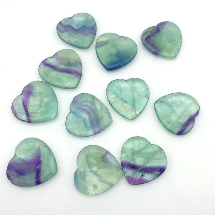 2 Colors Fluorite Worry Stone Heart Wholesale