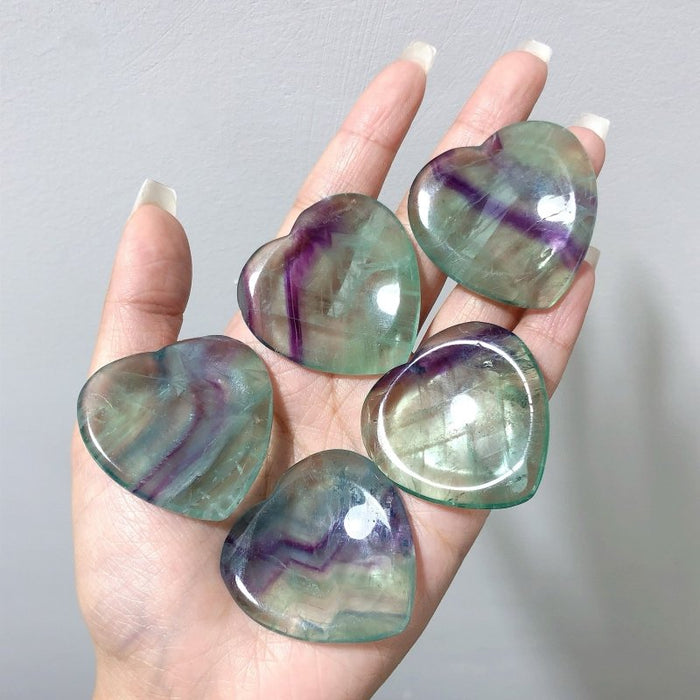 2 Colors Fluorite Worry Stone Heart Wholesale