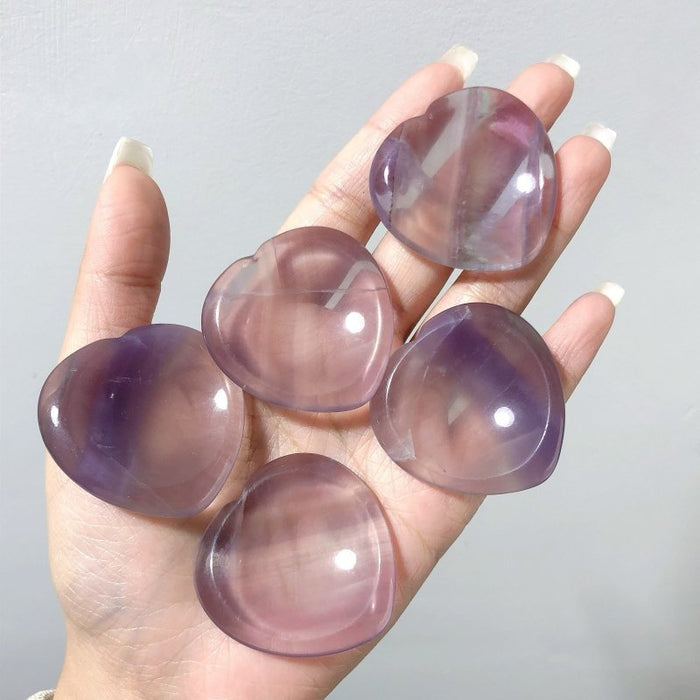 2 Colors Fluorite Worry Stone Heart Wholesale