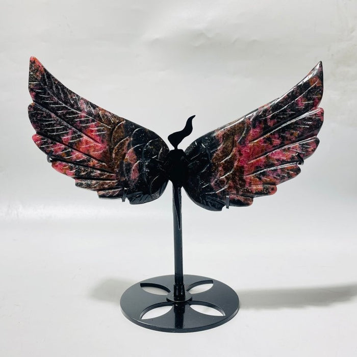 2 Pairs Beautiful Rhodonite Angel Wing With Stand