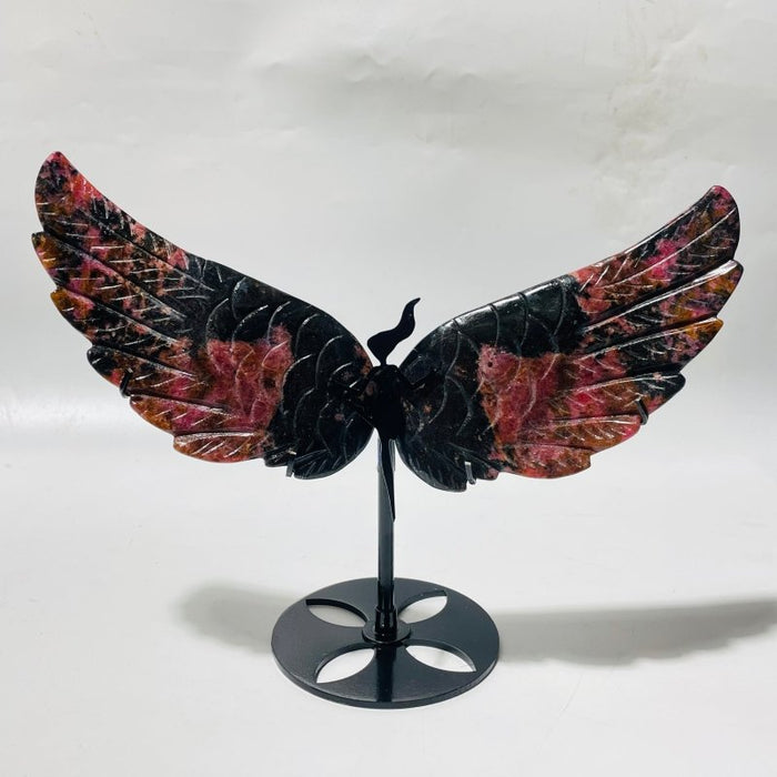 2 Pairs Beautiful Rhodonite Angel Wing With Stand