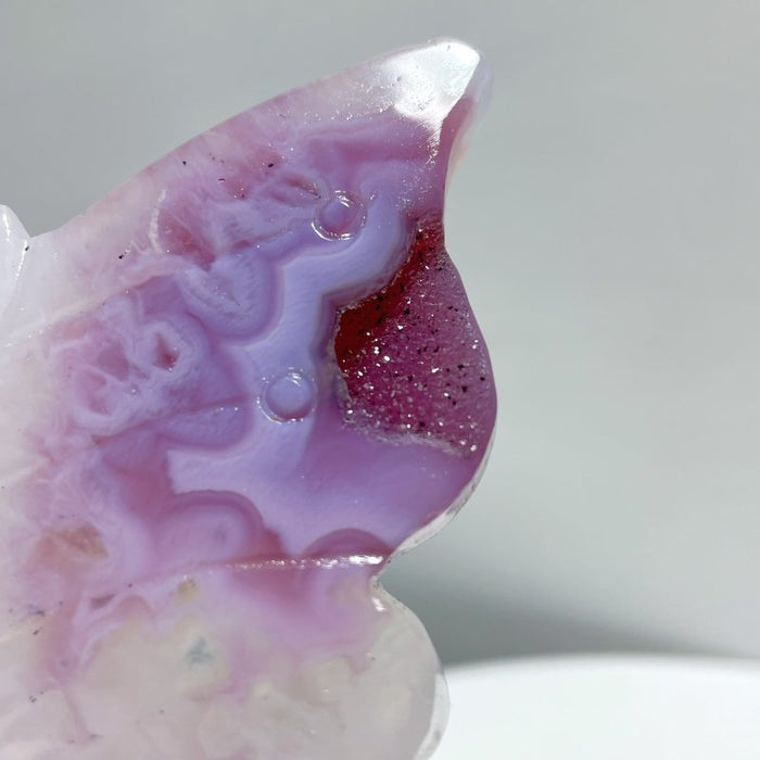2 Pairs Dyed Geode Agate Butterfly Carving With Stand