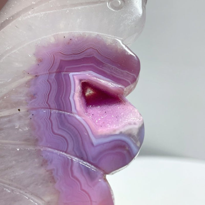 2 Pairs Dyed Geode Agate Butterfly Carving With Stand