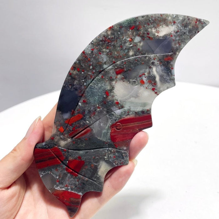 2 Pairs Flying Dragon Wing With Stand Moroccan Agate Africa Blood