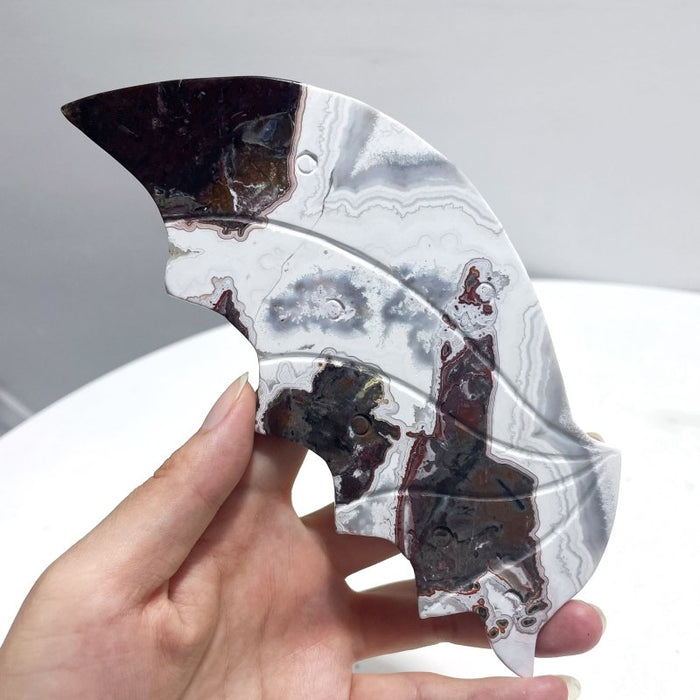 2 Pairs Flying Dragon Wing With Stand Moroccan Agate Africa Blood