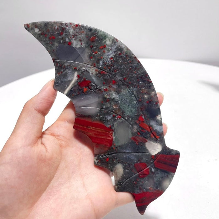 2 Pairs Flying Dragon Wing With Stand Moroccan Agate Africa Blood