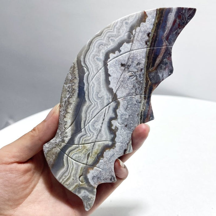 2 Pairs Flying Dragon Wing With Stand Morocco Agate Ice Obsidian
