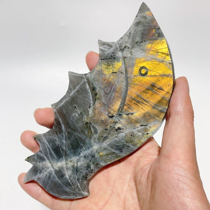 2 Pairs  Labradorite Flying Dragon Wing With Stand