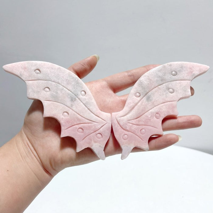 2 Pairs Pink Opal Flying Dragon Wing With Stand