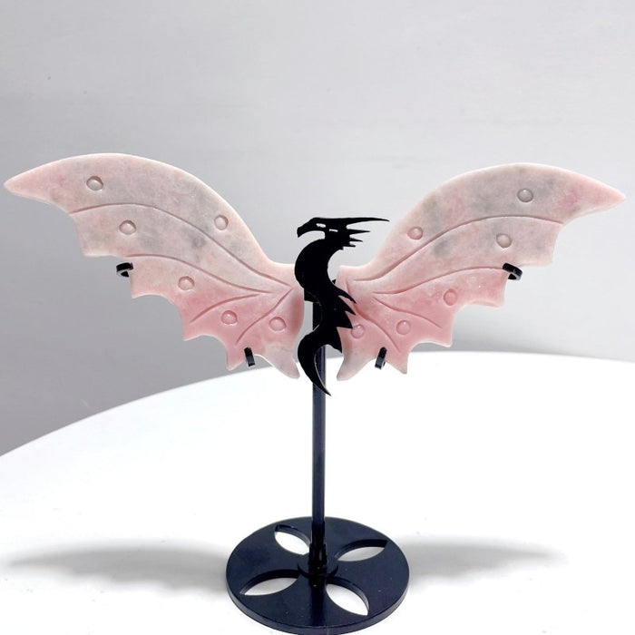2 Pairs Pink Opal Flying Dragon Wing With Stand