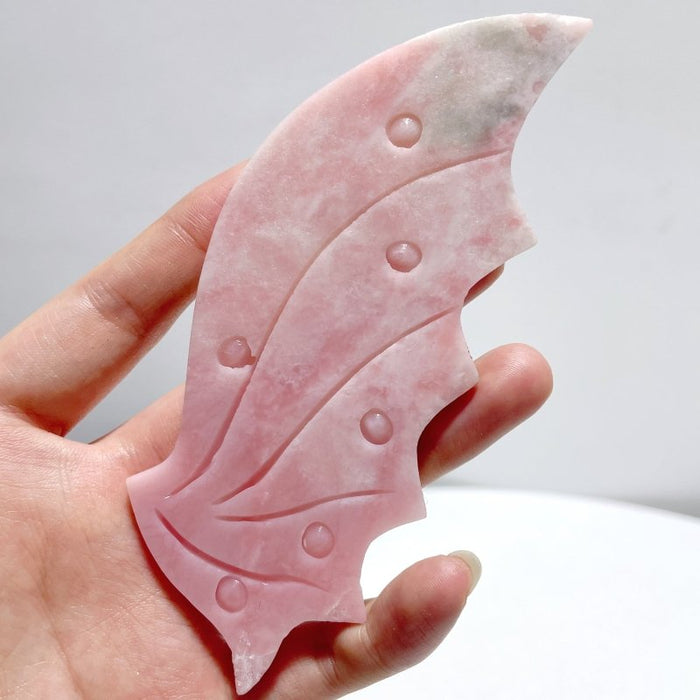 2 Pairs Pink Opal Flying Dragon Wing With Stand
