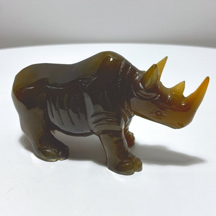 2 Pieces Beautiful Agate Rhino Carving