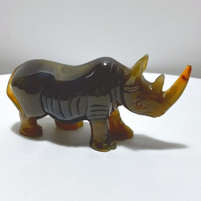 2 Pieces Beautiful Agate Rhino Carving