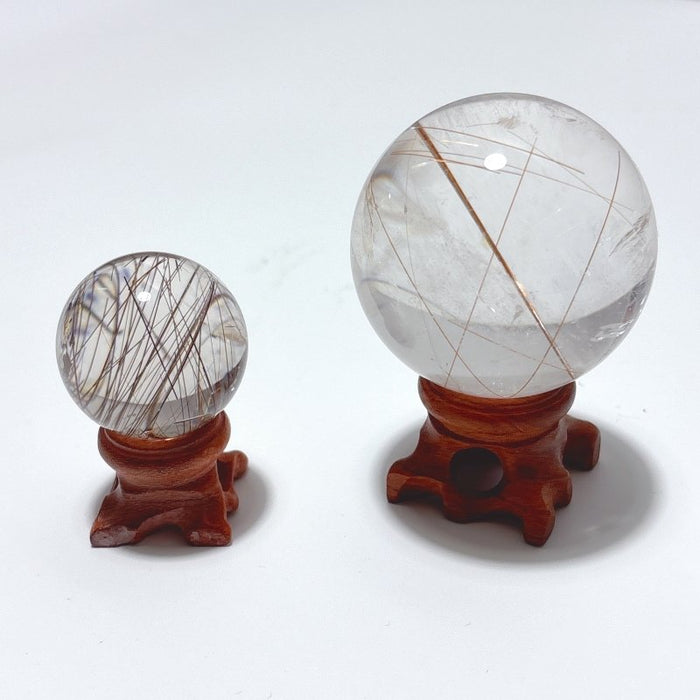 2 Pieces Beautiful Rutile Quartz Spheres