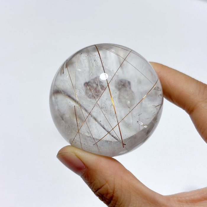 2 Pieces Beautiful Rutile Quartz Spheres