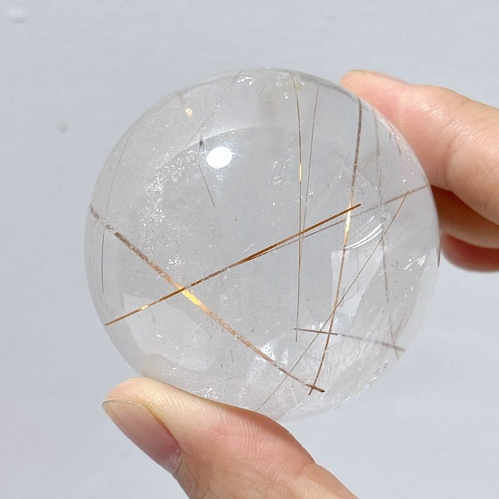 2 Pieces Beautiful Rutile Quartz Spheres