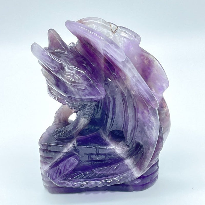 2 Pieces Chevron Amethyst Dragon Castle Carving