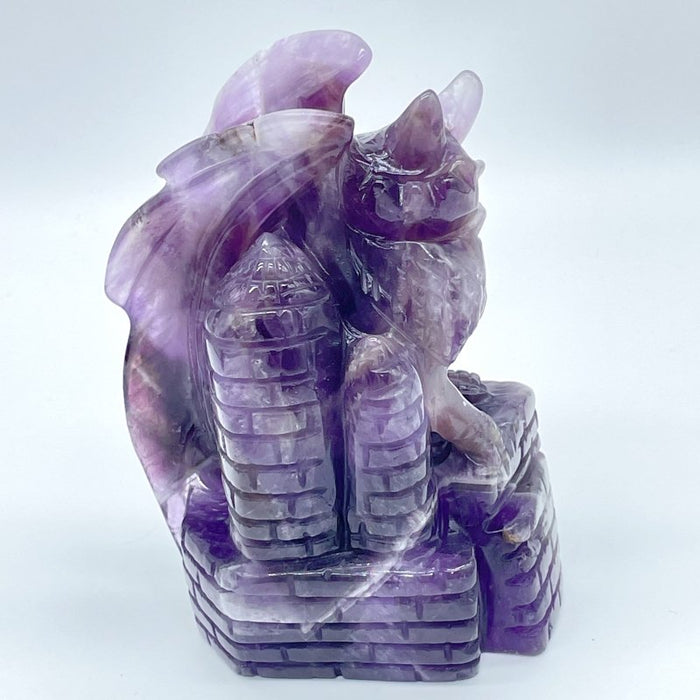 2 Pieces Chevron Amethyst Dragon Castle Carving