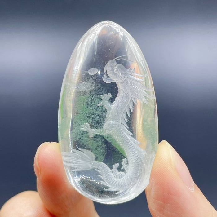 2 Pieces Chinese Dragon Garden Quartz Inner Scene Carving