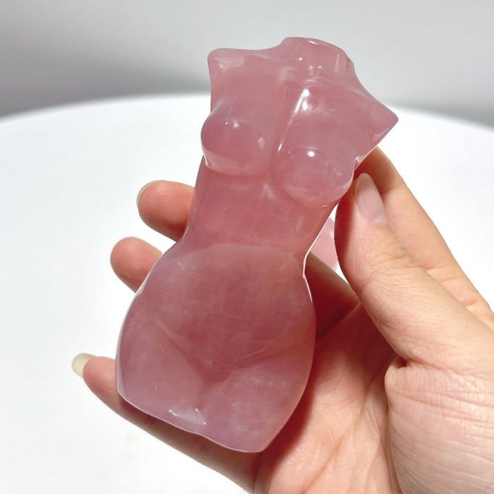 2 Pieces Deep Pink Rose Quartz Crystal Goddess