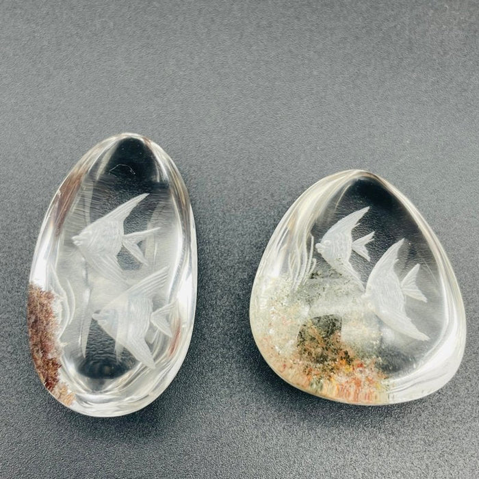 2 Pieces Fish Garden Quartz Inner Scene Carving