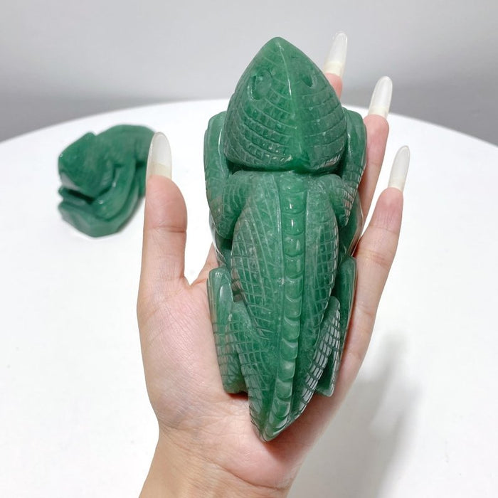 2 Pieces Green Aventurine Lizard Carving