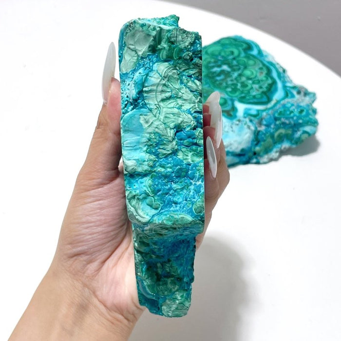 2 Pieces High Quality Beautiful Chrysocolla Mixed Malachite Slab Specimen