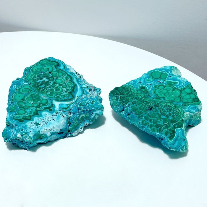 2 Pieces High Quality Beautiful Chrysocolla Mixed Malachite Slab Specimen