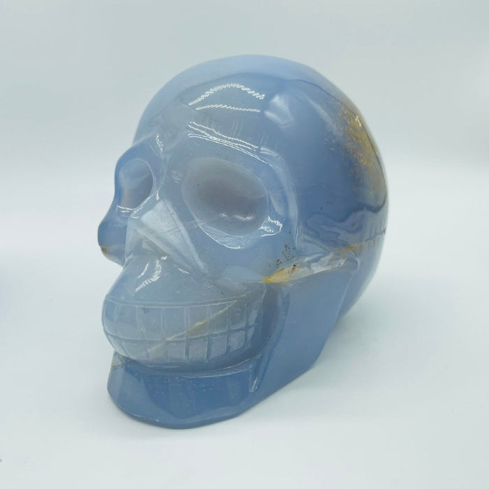2 Pieces High Quality Blue Chalcedony Skull Carving