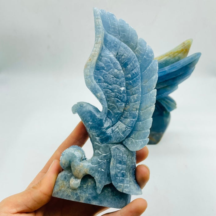 2 Pieces High Quality Blue Onyx Eagle Carving