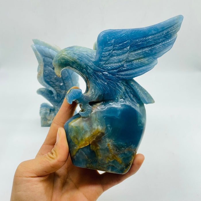 2 Pieces High Quality Blue Onyx Eagle Carving