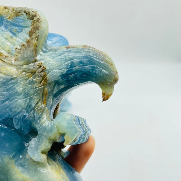 2 Pieces High Quality Blue Onyx Eagle Carving
