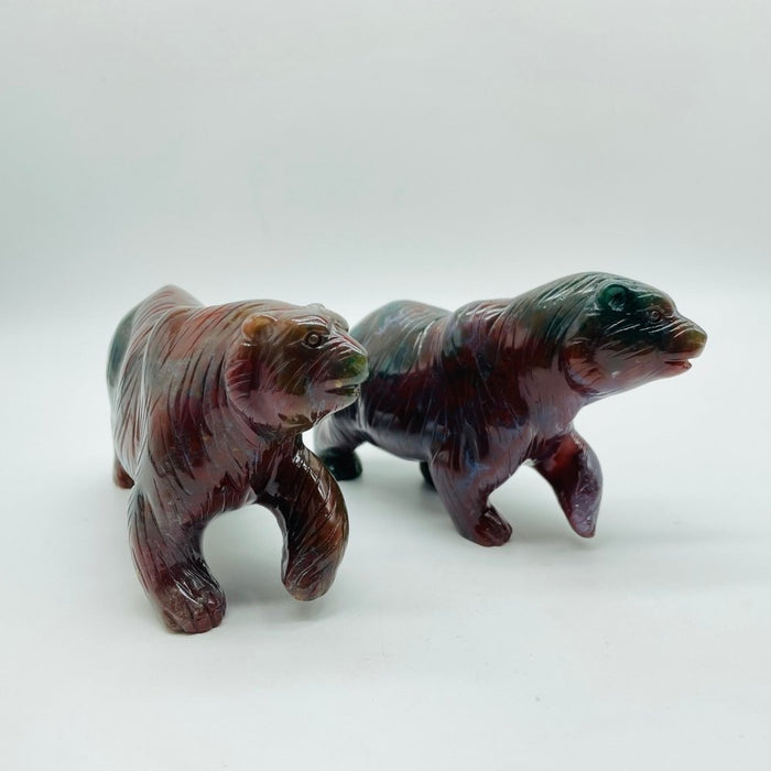 2 Pieces High Quality Ocean Jasper Polar Bear Carving