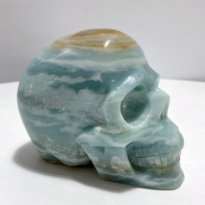 2 Pieces Large Caribbean Calcite Skull Carving