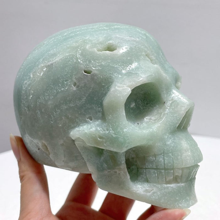 2 Pieces Large Caribbean Calcite Skull Carving