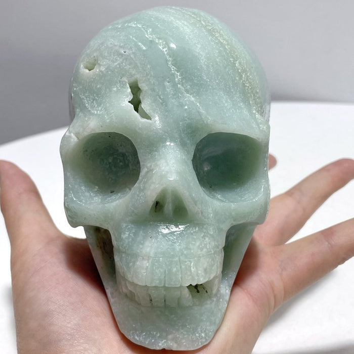 2 Pieces Large Caribbean Calcite Skull Carving