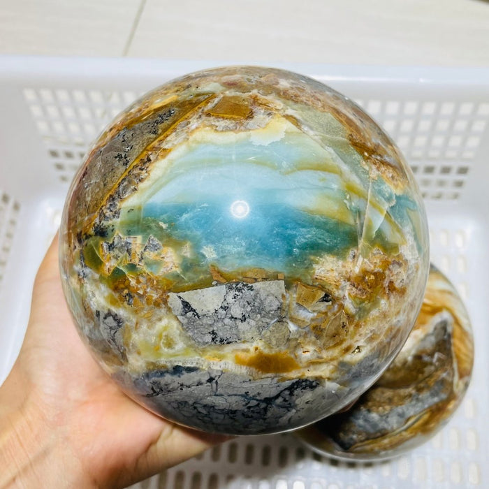 2 Pieces Large Caribbean Calcite Spheres